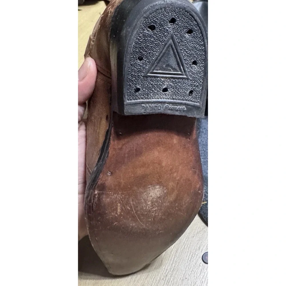 Kids Brown‎ Leather Cowboy Boots No Size On The Boot